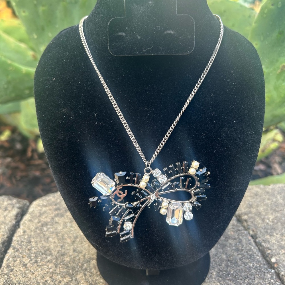 Chanel Crystal Bow Necklace